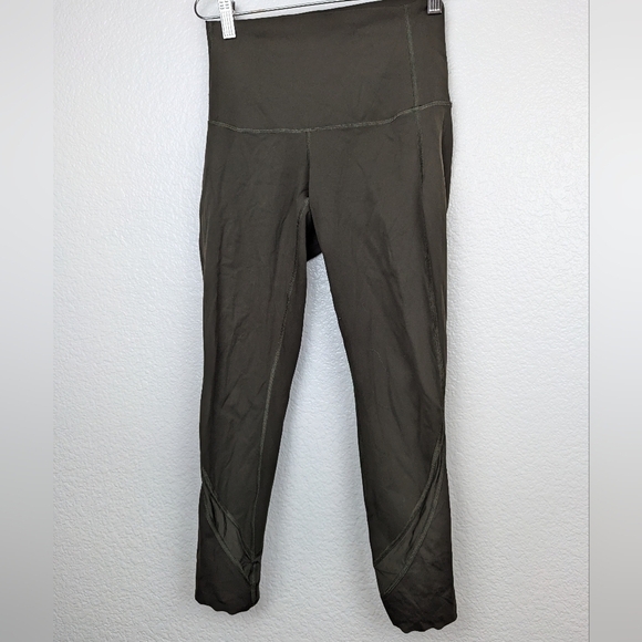 Lululemon Wunder under high rise crop scallop dark olive green 23" size 4 - Picture 1 of 5